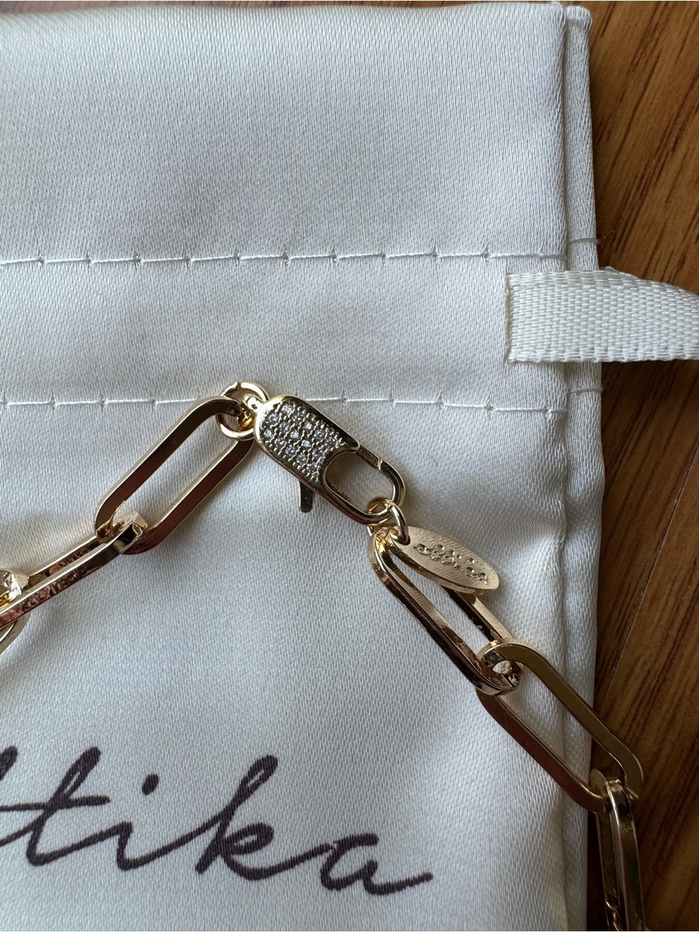 Ettika Gold Link Necklace with Jeweled Clasp - Picture 2 of 4